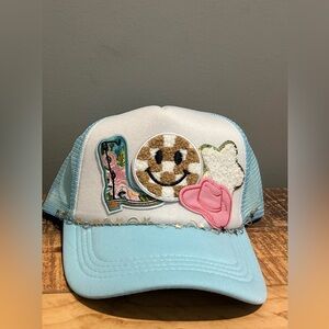 Custom handmade hat with patches & chain!